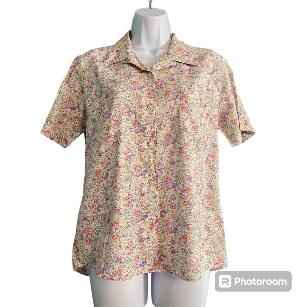 Brooks Brothers Dainty Floral Short Sleeve Cotton Button Down Shirt Size S
